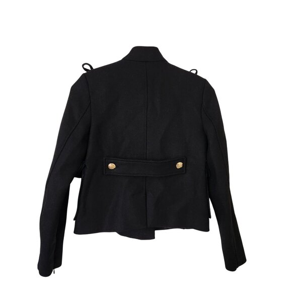 Zara Black Wool Military Jacket Gold Buttons Fall Winter Old Money Glam Preppy - Picture 2 of 13